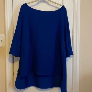 Cobalt blue Eloquii blouse High low hem,bell sleev
